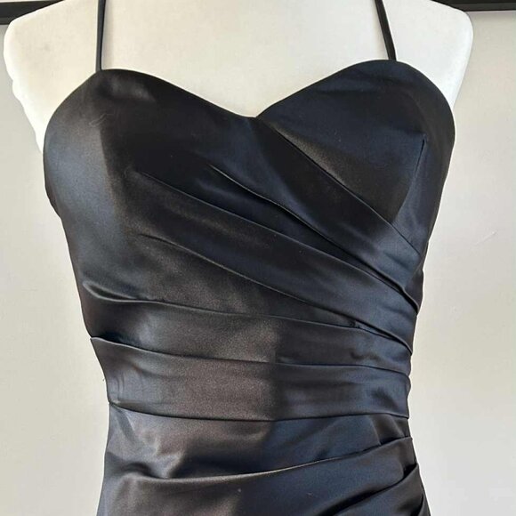 Bill Levkoff Espresso Satin Strapless Ruched Dress w/ Convertible Straps – US 10 - Picture 3 of 9
